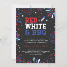 Röd vit och grillad 4:e juli patriotiska fyrverker