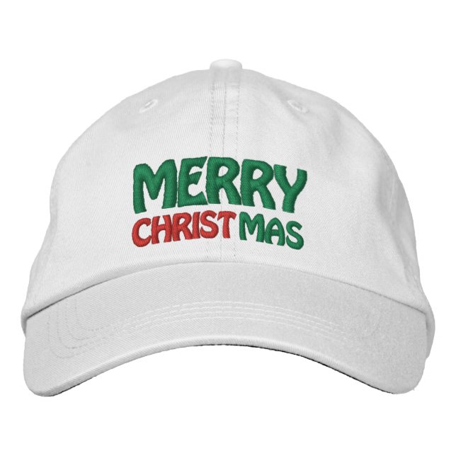 Röd Vit och Grön God Jul Broderad Keps (Framsida)
