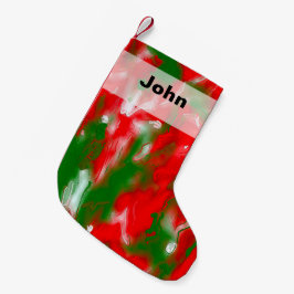 Röd, vit och Grönt Abstrakt Liten Julstrumpa