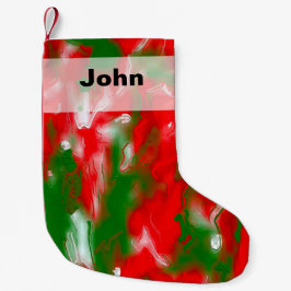 Röd, vit och Grönt Abstrakt Liten Julstrumpa