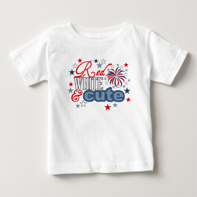 Röd vit och gullig ungeskjorta 4th Juli Tröja (Framsida)