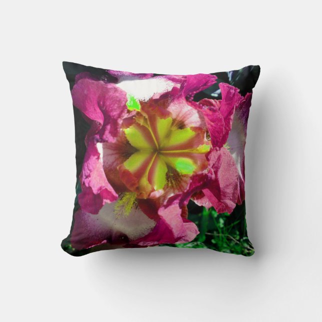 Röd, vit och gult Iris Flower Pillow Kudde (Framsida)