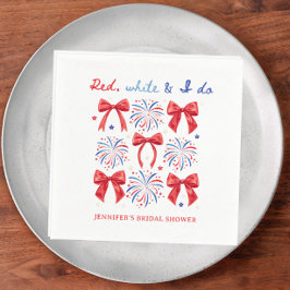 Röd Vit och jag gör 4 juli Bröllopsfest Pappersservett