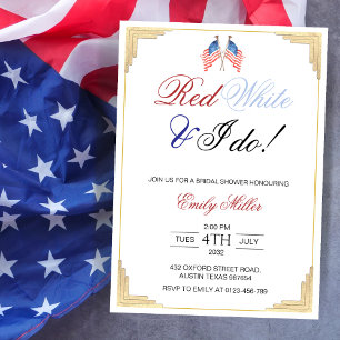 Röd Vit och Jag Gör USA Patriotisk Bröllopsdusch Inbjudningar