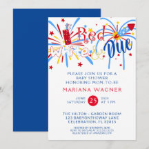Röd Vit och Kommer 4:e Juli Baby Shower