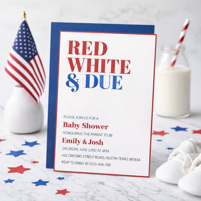 Röd Vit och Kommer 4:e Juli Baby Shower  Inbjudningar (Skapare uppladdad)
