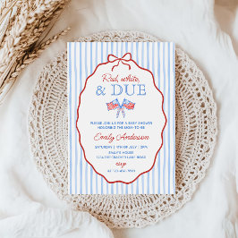 Röd, Vit och Kommer 4:e Juli Baby Shower Inbjudningar