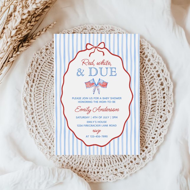 Röd, Vit och Kommer 4:e Juli Baby Shower Inbjudningar (Skapare uppladdad)