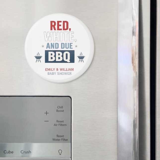 Röd Vit och Kommer BBQ Baby Shower  Magnet (In Situ (Fridge))