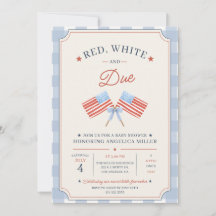 Röd Vit och Kommer Snart Baby Baby Shower Patrioti
