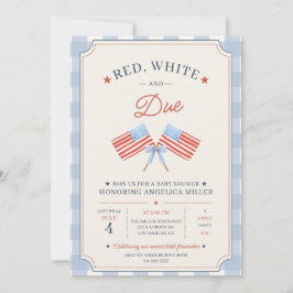Röd Vit och Kommer Snart Baby Baby Shower Patrioti Inbjudningar