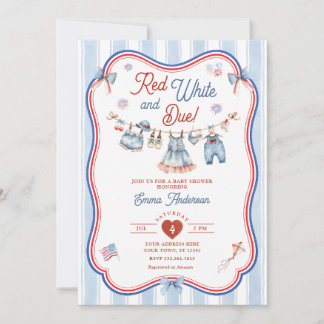 Röd Vit och Kommer Snart Flick Baby Shower Inbjudningar
