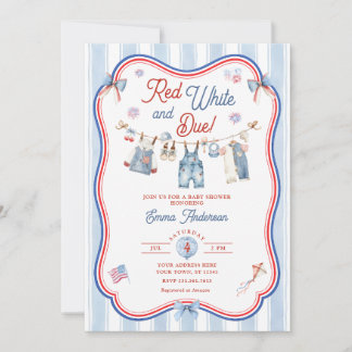 Röd Vit och Kommer Snart Pojke Baby Shower Inbjudningar