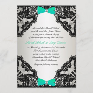Röd, vit och Mint Grönt Bröllopsinbjudan snöre Inbjudningar
