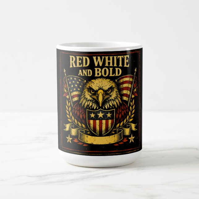 Röd Vit och Modig – Amerikanska Färger Stolthet Kaffemugg (Center)