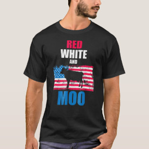 Röd Vit Och Moo Patriotisk Usa Flagga Ko T Shirt