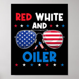 Röd Vit Och Oiler Sungles 4 Juli Amerika Fl Poster
