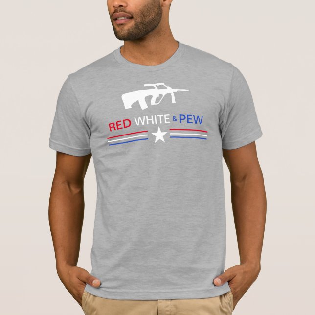 Röd vit och Pew Patriotic T Shirt (Framsida)