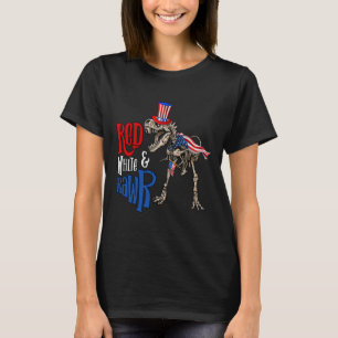 Röd Vit Och Rawr 4:e Juli Dinosaurie T Rex För Shirt