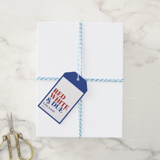 Röd vit och redo 4:e juli Baby Shower Presentetikett (Med Snöre)