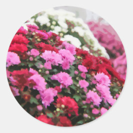 Röd vit och Rosa Färgfull Morsa Färgfärg Färgfärg Runt Klistermärke