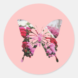 Röd vit och Rosa Färgfull Morsa Flower butterfly Runt Klistermärke