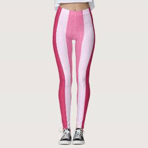 Röd, vit och Rosa Rand Leggings