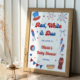 Röd Vit och Skyldig Baby Shower Välkommen Poster