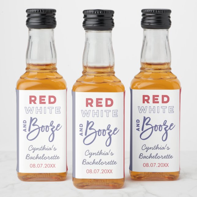 Röd Vit Och Sprit USA Sängkammarparty Förmån Spritflaskor Etikett (Flaskor)