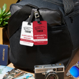Röd, vit och svart bagageutövares bag tag bagagebricka