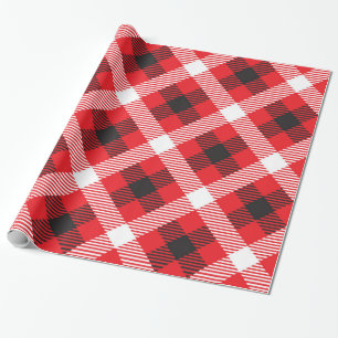 Röd vit och svart buffelmönster presentpapper