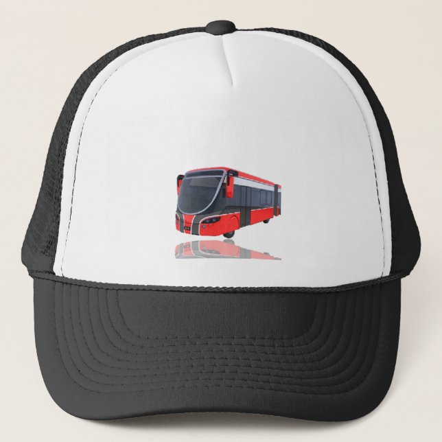 Röd vit och svart buss på vit keps (Framsida)