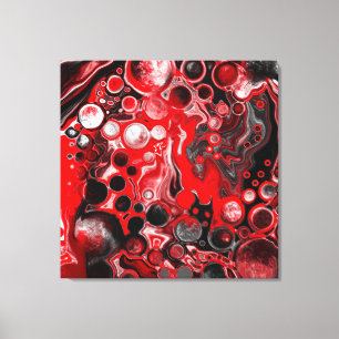 Röd, vit och svart målning - Fluid Art Canvastryck