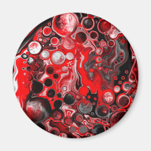 Röd vit och svart målningseffekt Fluid Art Magnet
