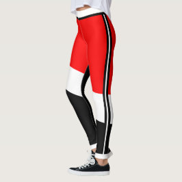 Röd vit och svart med rand sida leggings