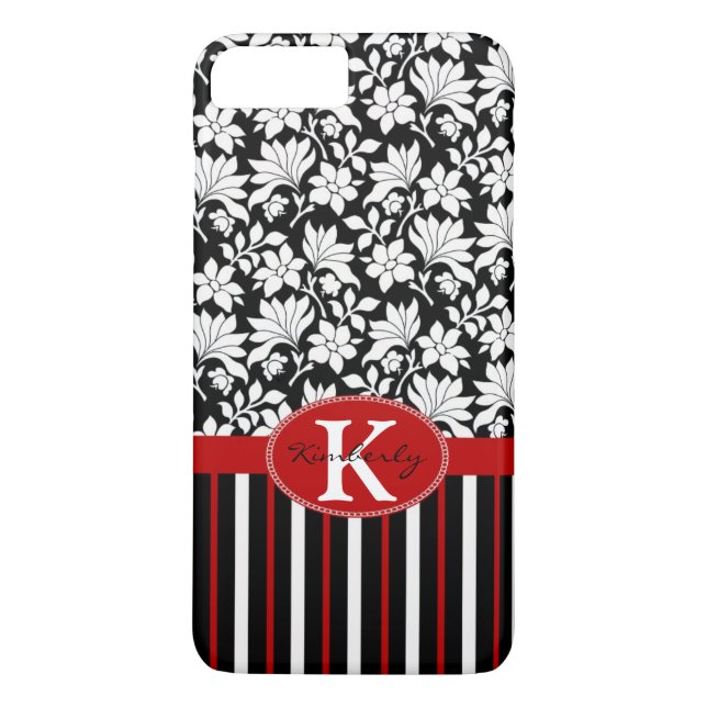 Röd, vit och svart namn / inledande Case-Mate iPhone skal (Baksida)