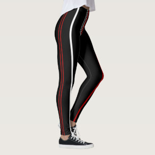 Röd vit och svart Rand Leggings