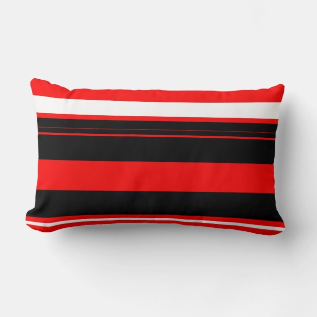 Röd vit och svart Rand Lumbarkudde (Framsida)
