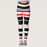 Röd vit och svart Vågrät Rand Leggings<br><div class="desc">Röd vit och svart Vågrät Rand</div>