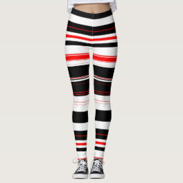 Röd vit och svart Vågrät Rand Leggings
