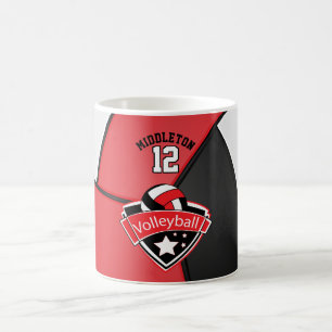 Röd, vit och svart Volleyball-design Kaffemugg