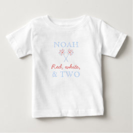 Röd Vit och Två 2-års Födelsedags T-Shirt