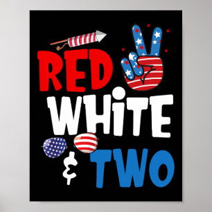 Röd vit och två födelsedagar 4 juli 2011 Amerikans Poster