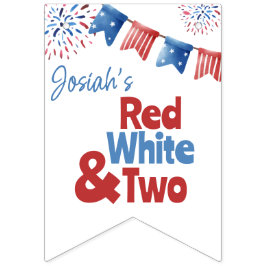 Röd vit och två Födelsedagsfester Vimplar