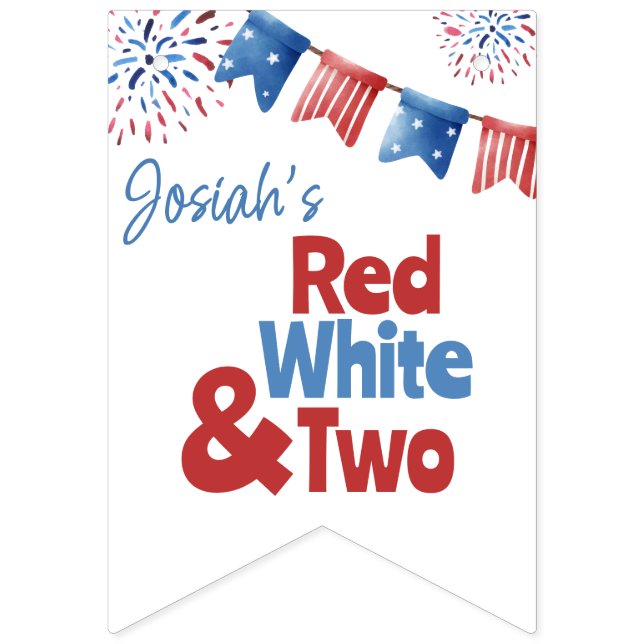 Röd vit och två Födelsedagsfester Vimplar (Första flaggan)