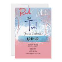 Röd vit och två födelsedagsinbjudningar