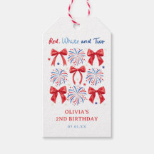 Röd Vit och Två Juli Flicka 2-års födelsedagsfest