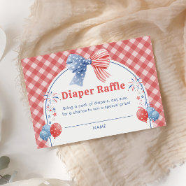 Röd Vit och Väntar Baby Shower Blöja Lotteri Tilläggskort