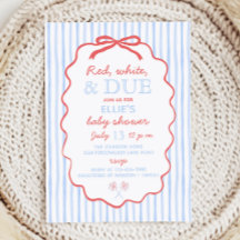 Röd Vit och Väntas Baby Shower Inbjudan