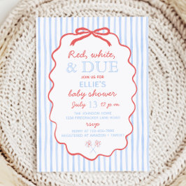 Röd Vit och Väntas Baby Shower Inbjudan
